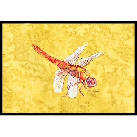 Carolines Treasures Carolines Treasures 8866JMAT 24 x 36 in. Dragonfly On Yellow Indoor Or Outdoor Doormat 8866JMAT